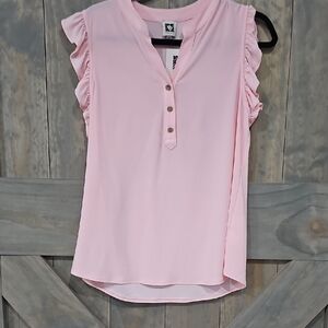 Pink Ruffle Sleeve Women's Top